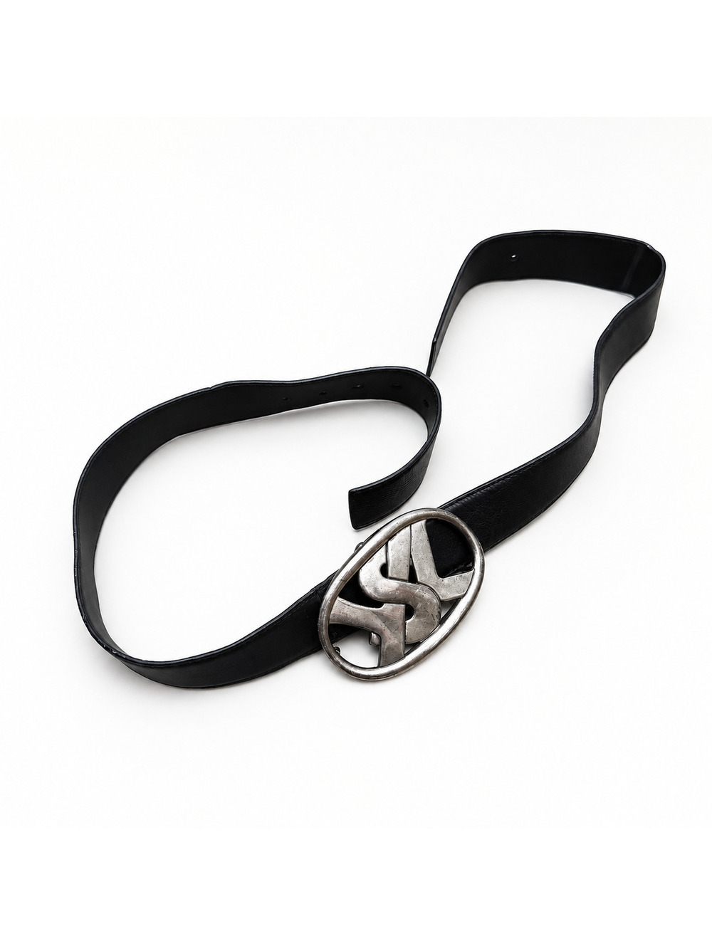 2003 Yves Saint Laurent Propaganda Black Leather Belt. Runway